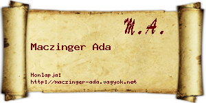 Maczinger Ada névjegykártya